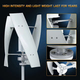 Blade and fixing close-ups: arm-to-blade bracket, bolted blade face, mast flange bolts and the three-arm hub plate