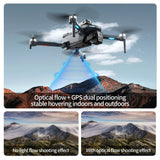 XT606 drone hovering over a mountain range, showing GPS and optical-flow positioning