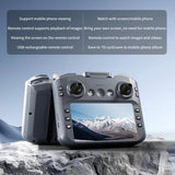 XT606 screen remote control with the maker's list of what it does: live view and playback on its own screen, phone viewing, USB charging, saving to memory card or phone album