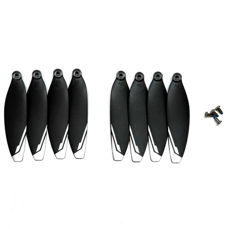 One set of eight white-tipped XT606 propellers with screws
