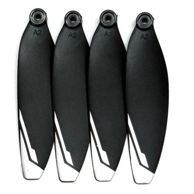 One set of eight white-tipped XT606 propellers with screws