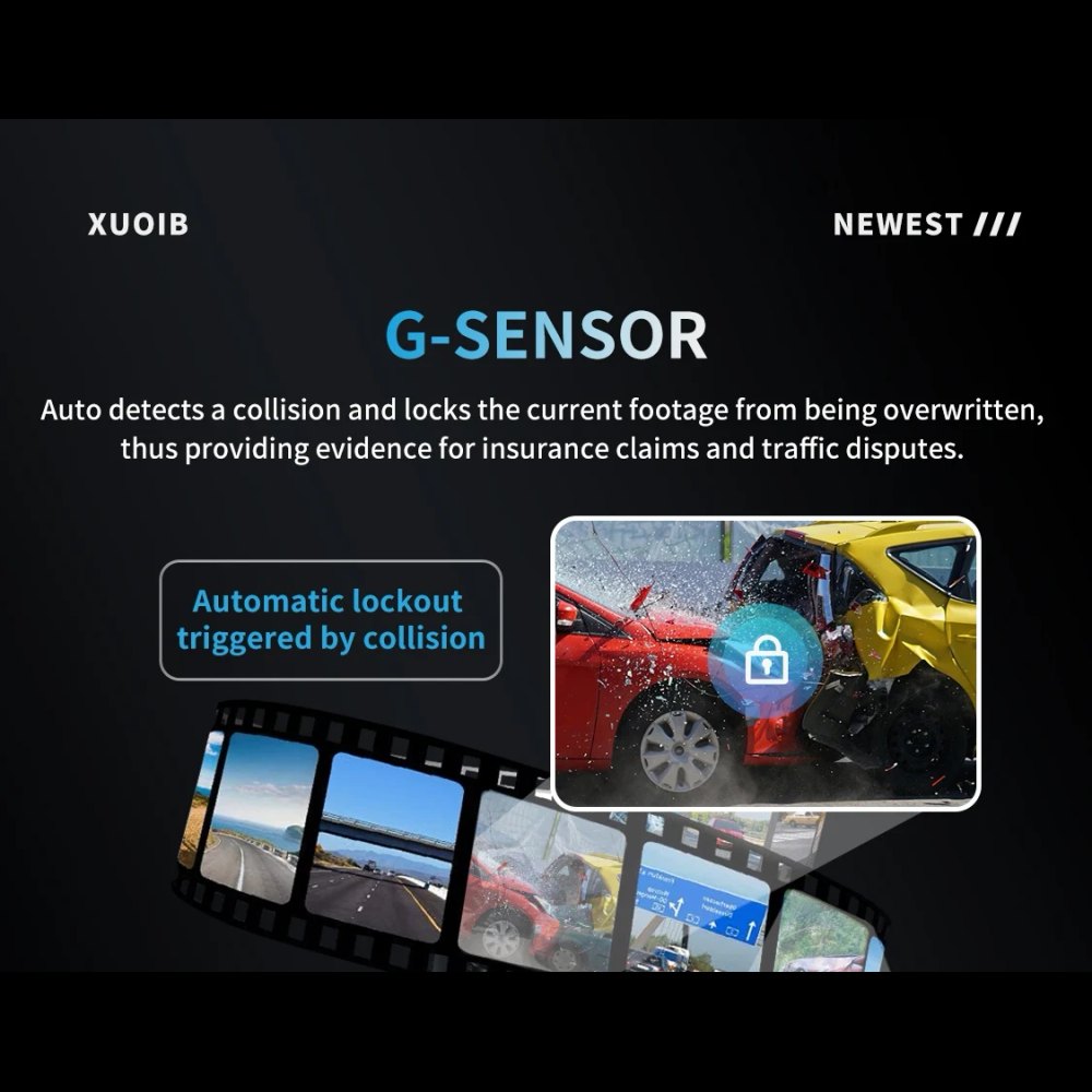 G-sensor panel showing a collision automatically locking the current clip so it is not overwritten