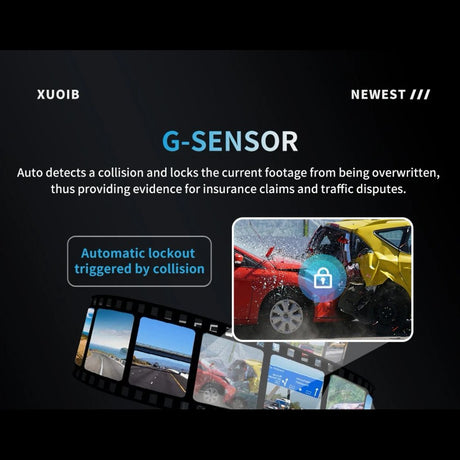 G-sensor panel showing a collision automatically locking the current clip so it is not overwritten