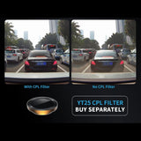 Windscreen footage with and without the YT25 CPL filter, which is sold separately and not in the box