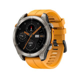 Zeblaze Stratos 4 GPS smartwatch in Electric Orange: silver-grey case with orange accents and an orange silicone strap