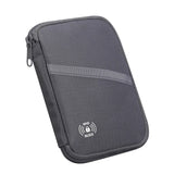 Grey zip passport pouch with a light grey diagonal front pocket