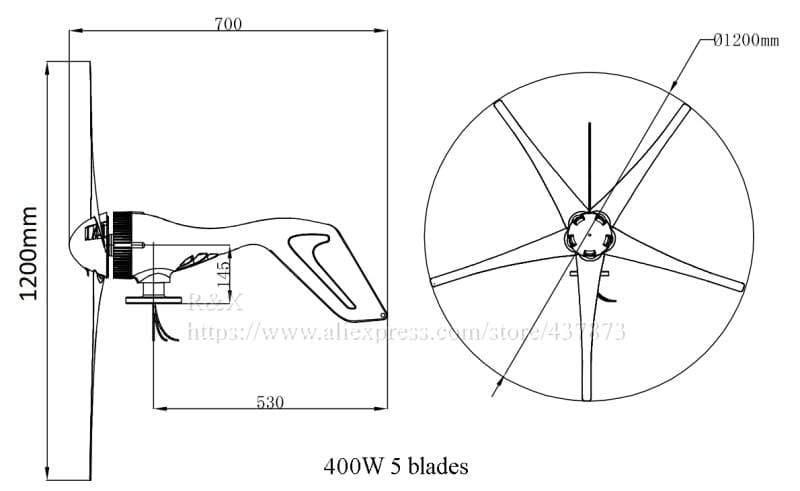 400W  Horizonal Wind Power Generator solar power  BushLine
