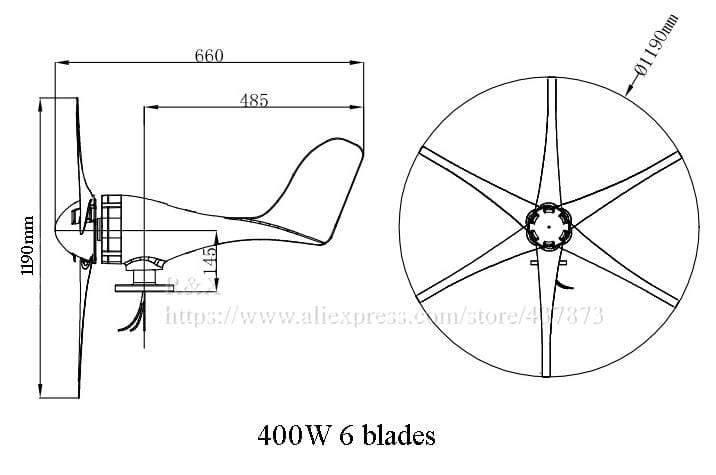 400W  Horizonal Wind Power Generator solar power  BushLine