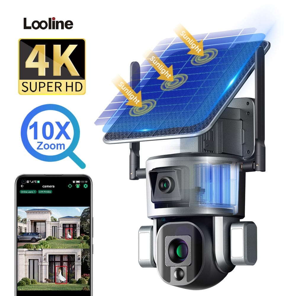 4K Audio Solar Security Camera AI Auto Tracking Security & Safety  BushLine