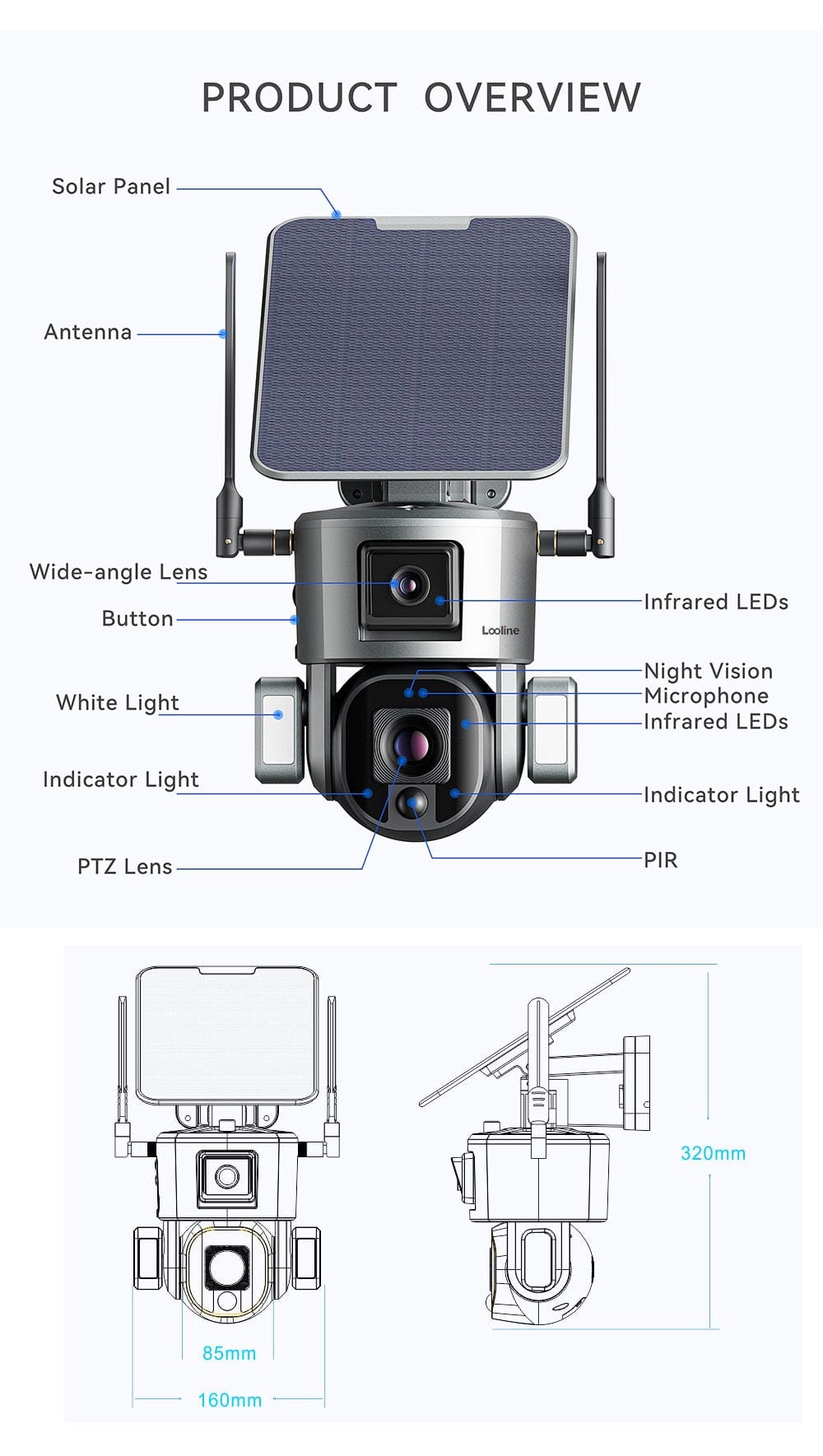 4K Audio Solar Security Camera AI Auto Tracking Security & Safety  BushLine