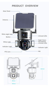 4K Audio Solar Security Camera AI Auto Tracking Security & Safety  BushLine