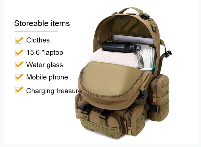 55L-70L Molle Tactical Backpack 4in1 BackPacks  