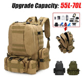 55L-70L Molle Tactical Backpack 4in1 BackPacks  