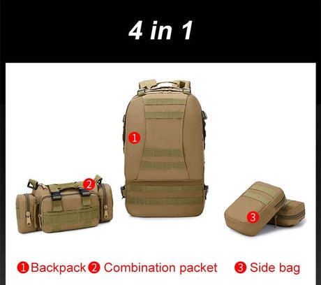 55L-70L Molle Tactical Backpack 4in1 BackPacks  