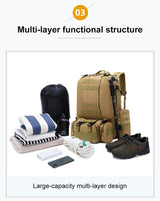 55L-70L Molle Tactical Backpack 4in1 BackPacks  