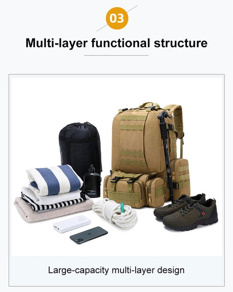 55L-70L Molle Tactical Backpack 4in1 BackPacks  