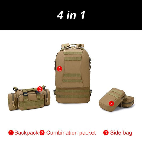55L-70L Molle Tactical Backpack 4in1 BackPacks  BushLine
