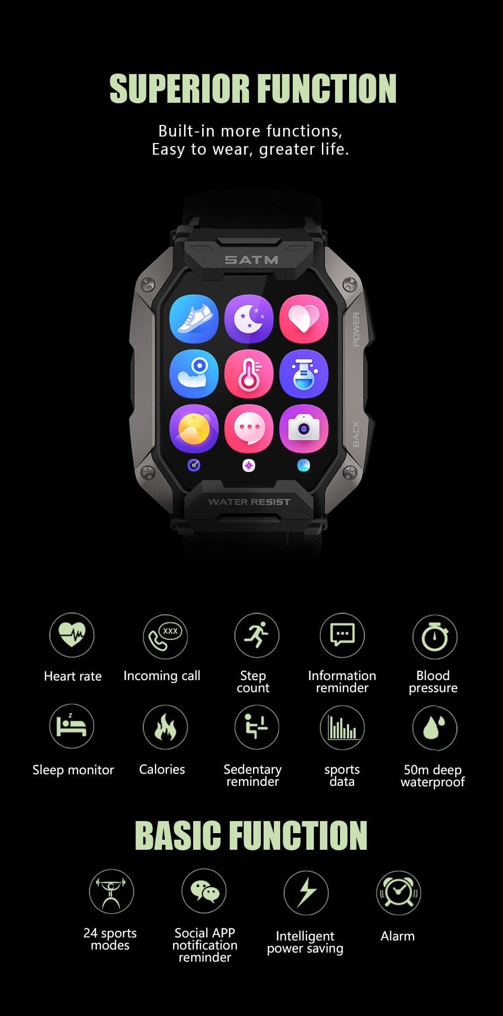 5ATM FC20 Ultra Smart Watch Carbon Watchs  BushLine