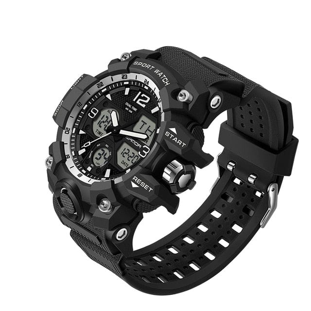 6030 Sports Military Quartz Watch Watchs BushLine Black Silver