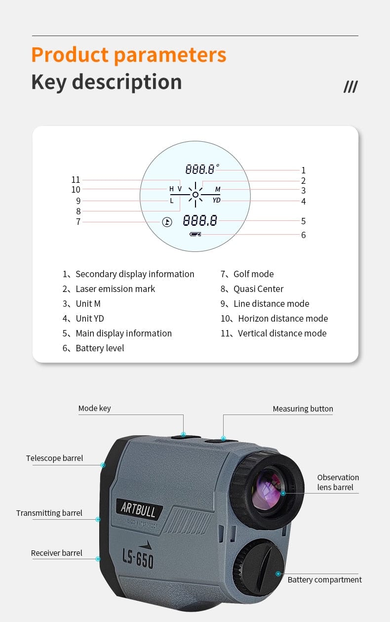ARTBULL Rangefinder 650m 1000m Optics  BushLine