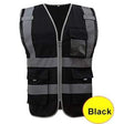 Black Safety Reflective Vest FIFO Work security safety  