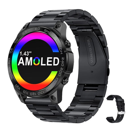 Bluetooth Smart Tracker Smartwatch 30mtr Depth Watchs BushLine black steel