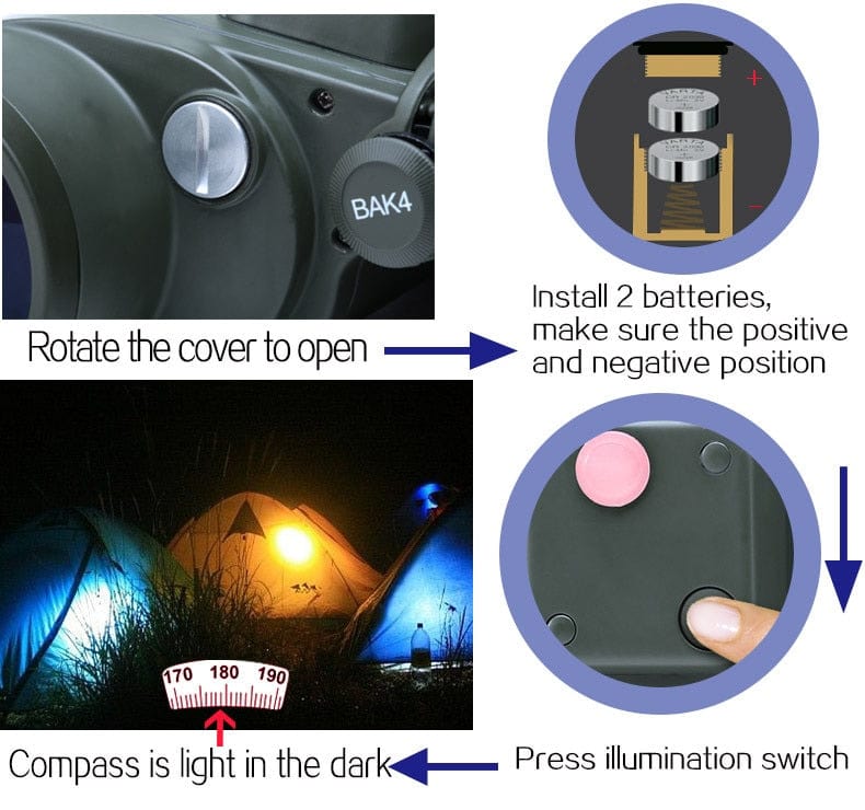 Boshile 10x50 Digital Compass Range Finder Binoculars Binoculars  