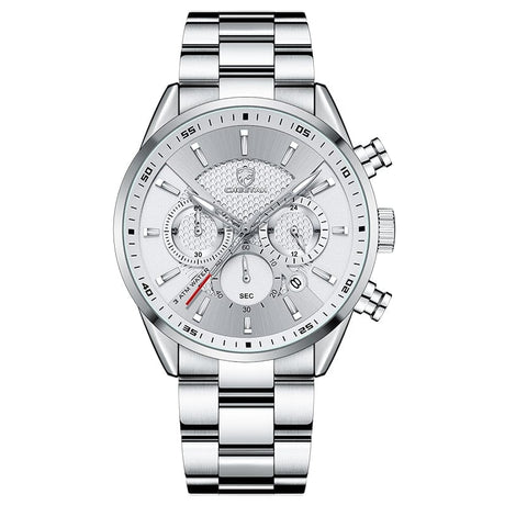 CHEETAH 1613G Casual Sport Chronograph Watch Quartz Watchs BushLine Silver White