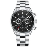 CHEETAH 1613G Casual Sport Chronograph Watch Quartz Watchs BushLine Silver Black
