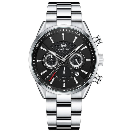 CHEETAH 1613G Casual Sport Chronograph Watch Quartz Watchs BushLine Silver Black