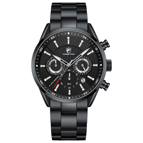 CHEETAH 1613G Casual Sport Chronograph Watch Quartz Watchs BushLine Black Silver