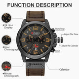 CURREN 8314 Waterproof Sport Watch Genuine Leather Watchs  BushLine