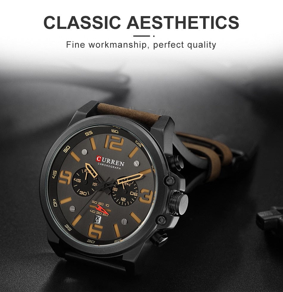 CURREN 8314 Waterproof Sport Watch Genuine Leather Watchs  BushLine