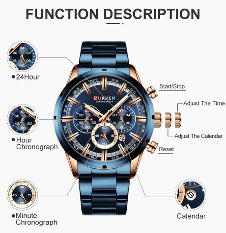 CURREN 8355 Luxury Sports Quartz Waterproof Watchs  