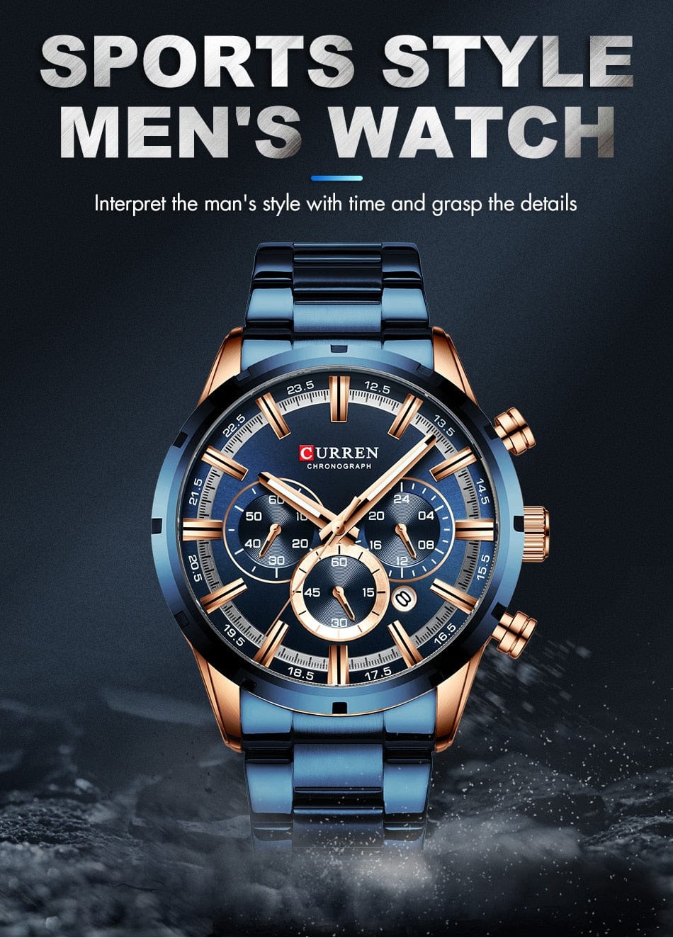 CURREN 8355 Luxury Sports Quartz Waterproof Watchs  BushLine
