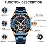 CURREN 8355 Luxury Sports Quartz Waterproof Watchs  BushLine