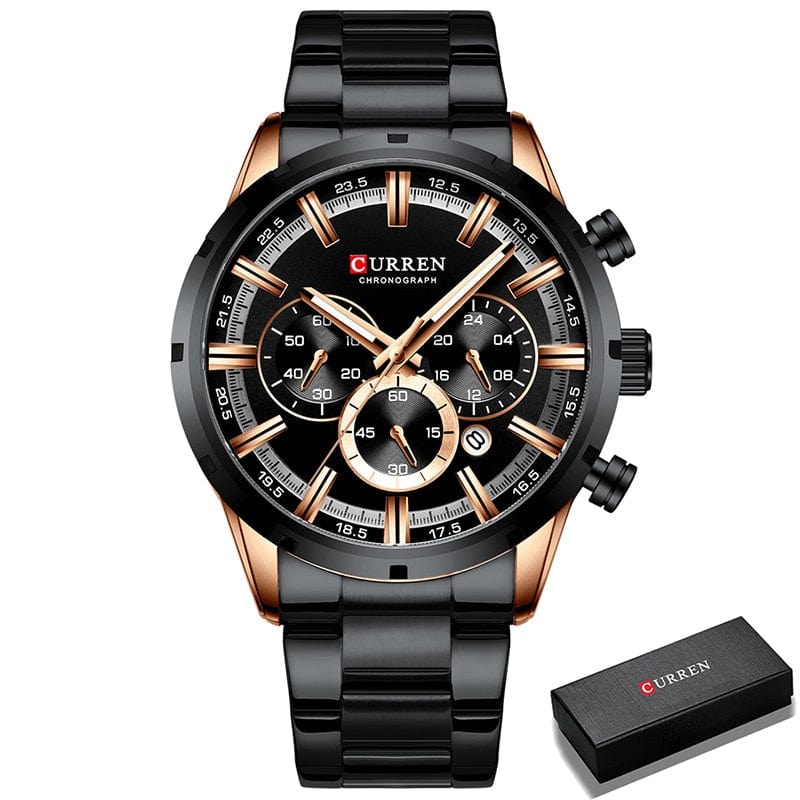 CURREN 8355 Luxury Sports Quartz Waterproof Watchs BushLine Silver Blue