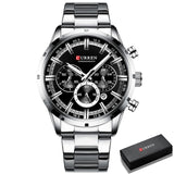 CURREN 8355 Luxury Sports Quartz Waterproof Watchs BushLine Silver Black