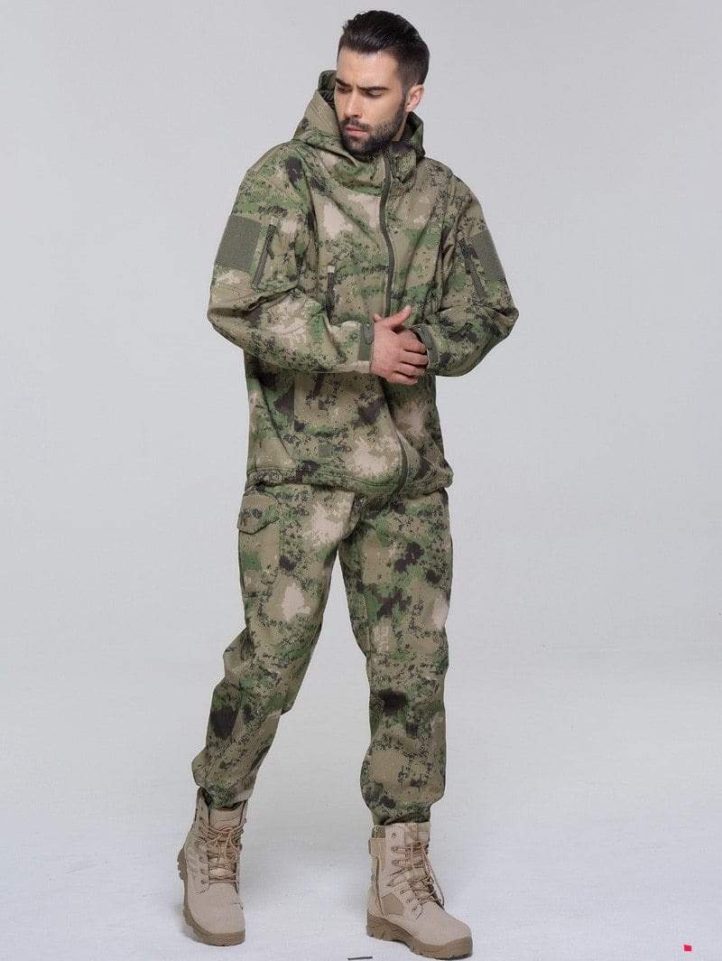 Camouflage Hooded Fleece + Pants Combo jackets  