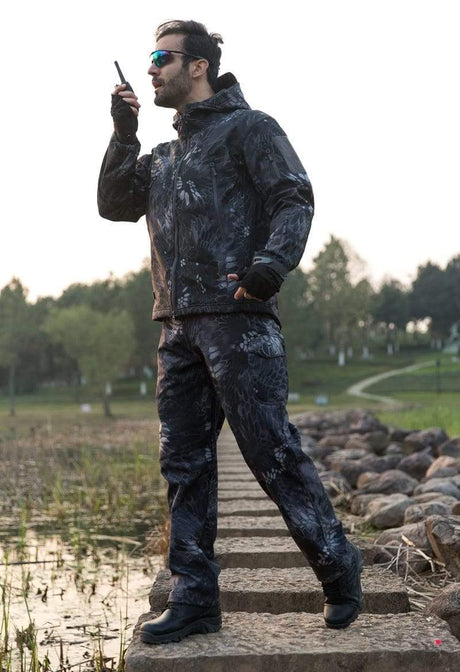 Camouflage Hooded Fleece + Pants Combo jackets  