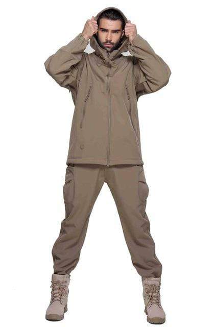 Camouflage Hooded Fleece + Pants Combo jackets BushLine Khaki S