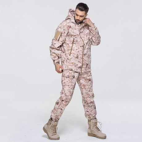 Camouflage Hooded Fleece + Pants Combo jackets BushLine Desert S