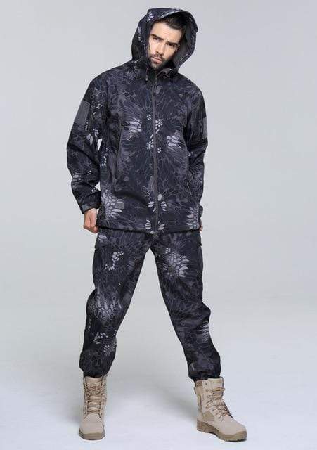 Camouflage Hooded Fleece + Pants Combo jackets BushLine Black Snake S