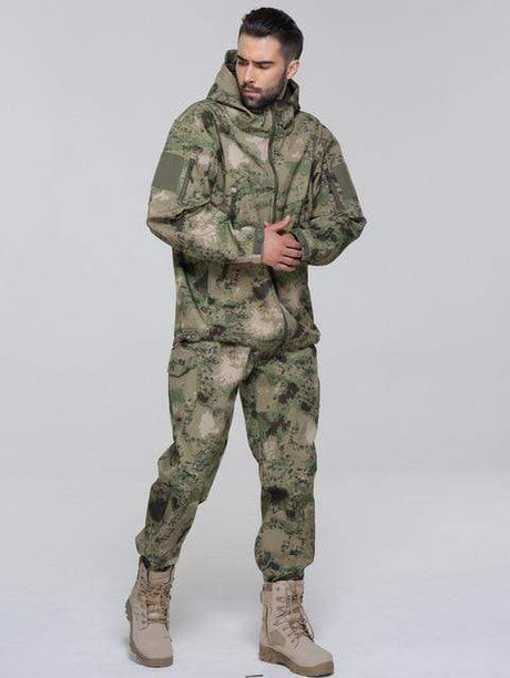 Camouflage Hooded Fleece + Pants Combo jackets BushLine Green Camo S