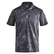 TYP near-black camouflage polo shirt, straight-on front view