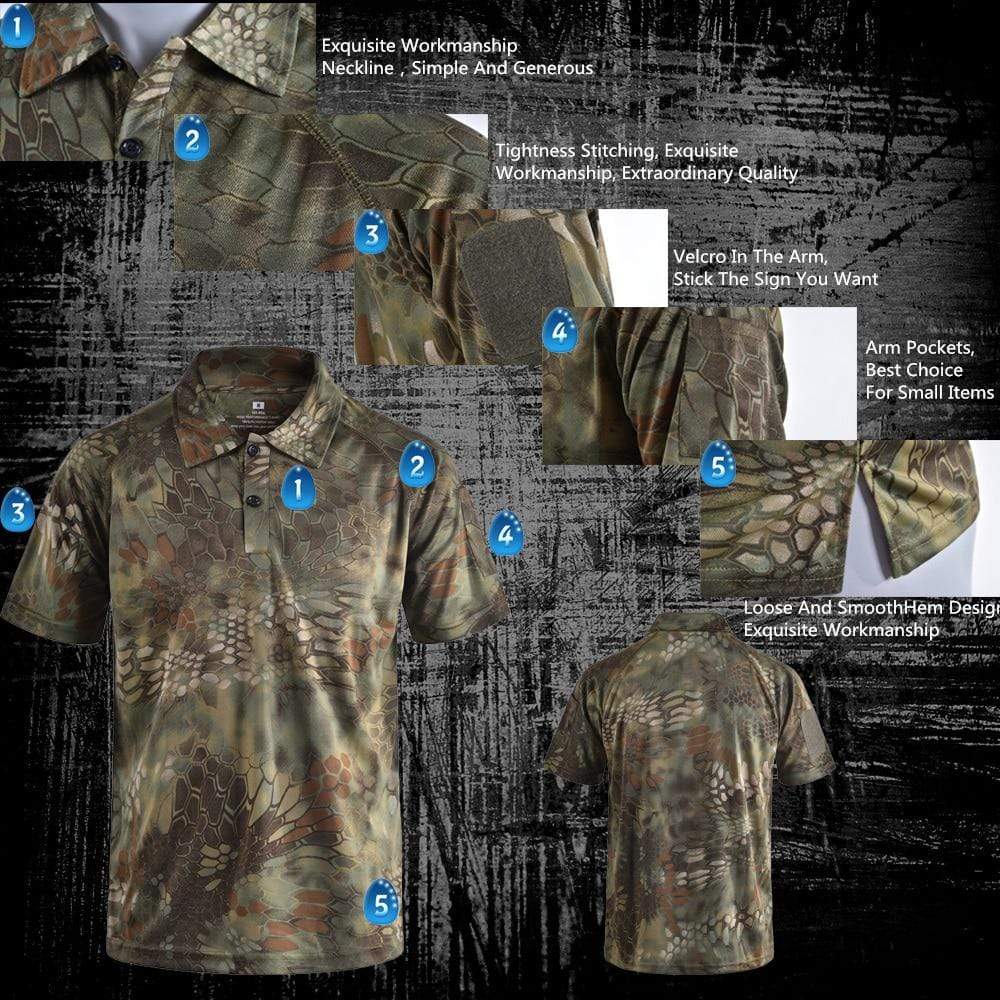 Camouflage Polo Shirt 'Fast Dry' tacticle clothing  BushLine