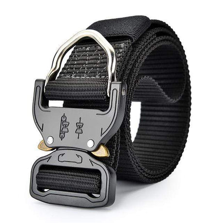 Canvas Belt Metal Quick Lock Buckle tacticle clothing BushLine Black 100cm
