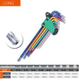 Torx long arm set with specification table listing T10 to T50 and arm lengths