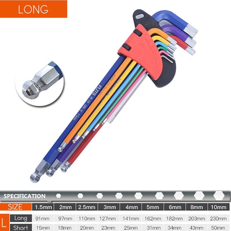 Colour Coded Torx & Hex Head Allen Key Set tools  BushLine