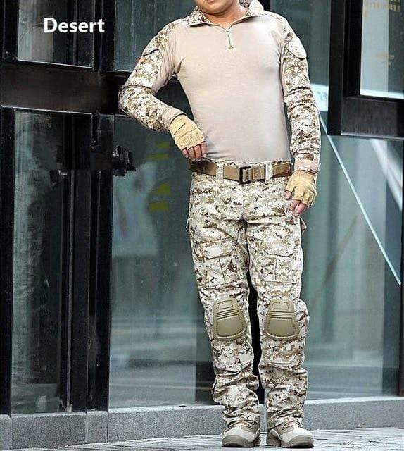 Combat Shirt + Cargo Pants Knee Pads tacticle clothing BushLine Desert S